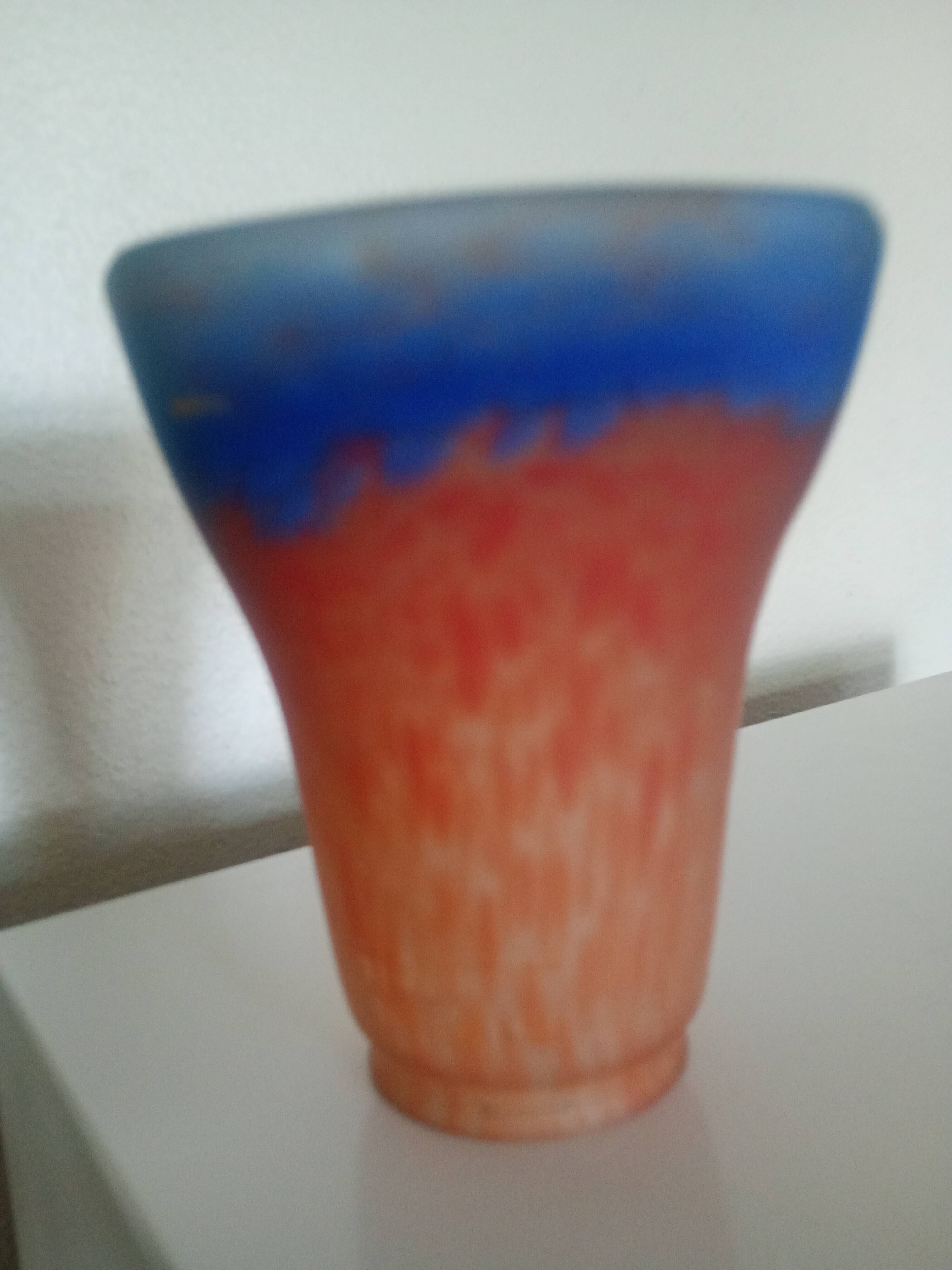 MULLER FRERES LUNEVILLE - TULIP GLASS speckled orange-blue - square base