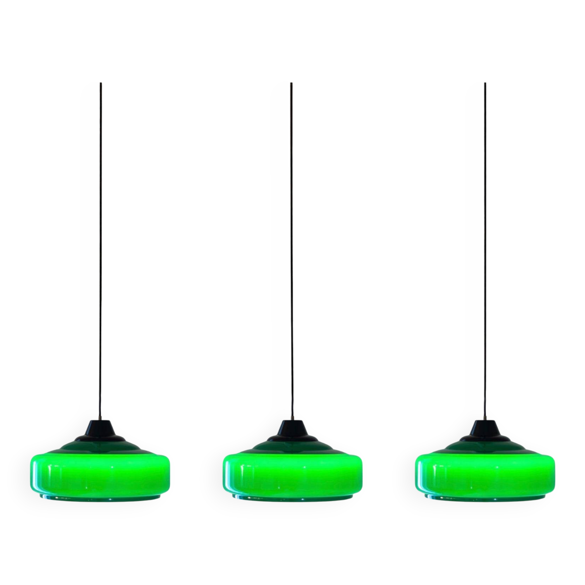 Lustre de billard vintage italien vert, années 1970