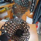 Vintage double candle holder in perforated metal – 60s/70s style