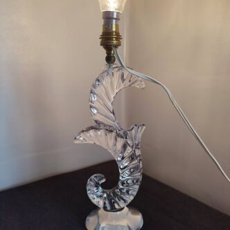 Pied de lampe en cristal de Vannes vintage