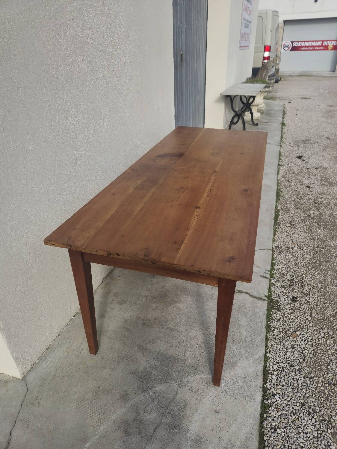 Rustic farmhouse table in solid cherry wood 19th century - 1m91.5