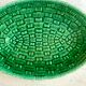 large bowl / dish in green Digoin slip, bamboo style, 50s-60s