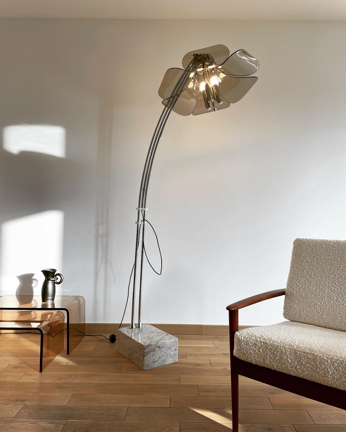 Floor lamp arc flower adjustable, italy, 1960