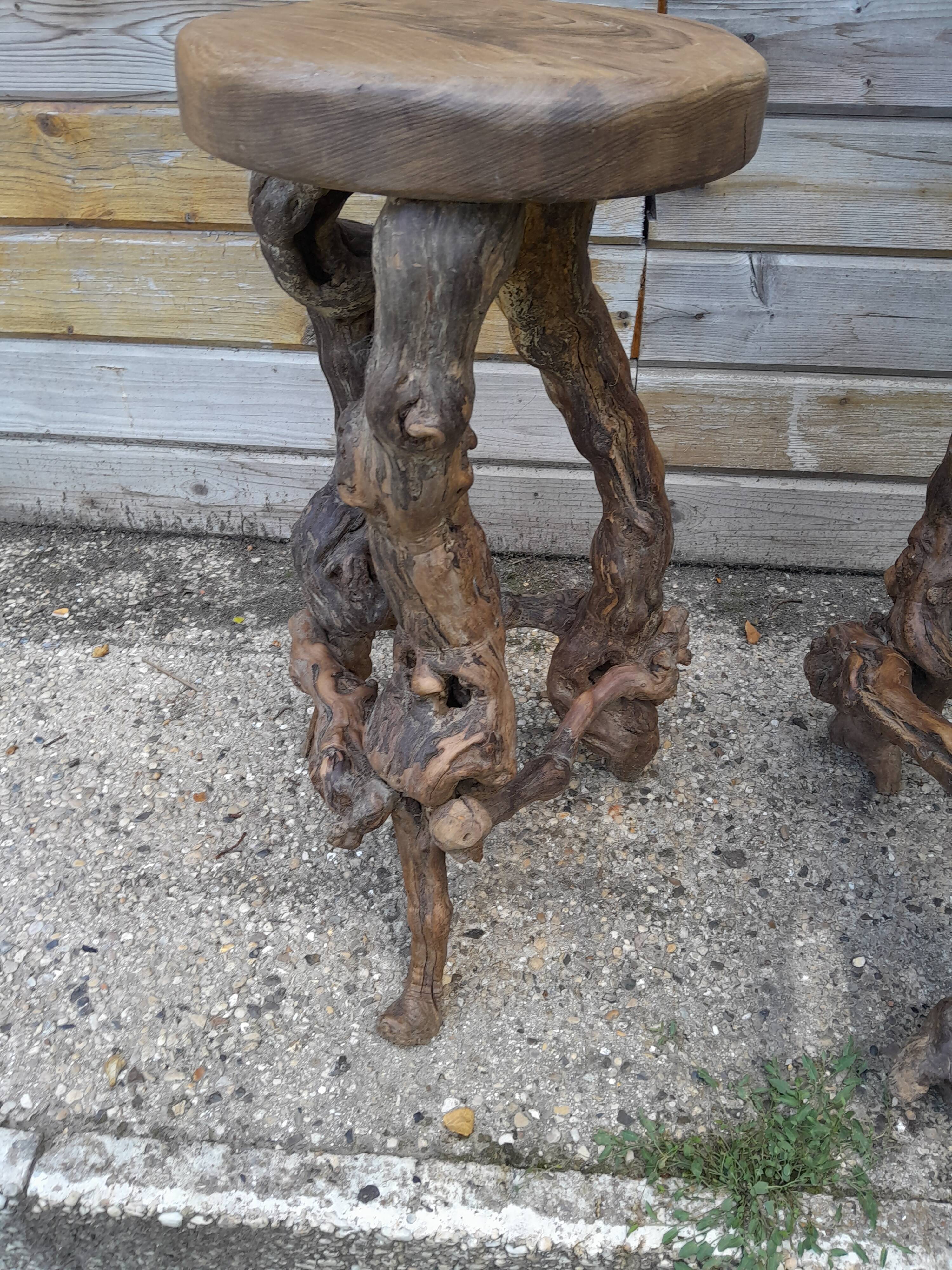 Pair of bar stools in vintage vine feet