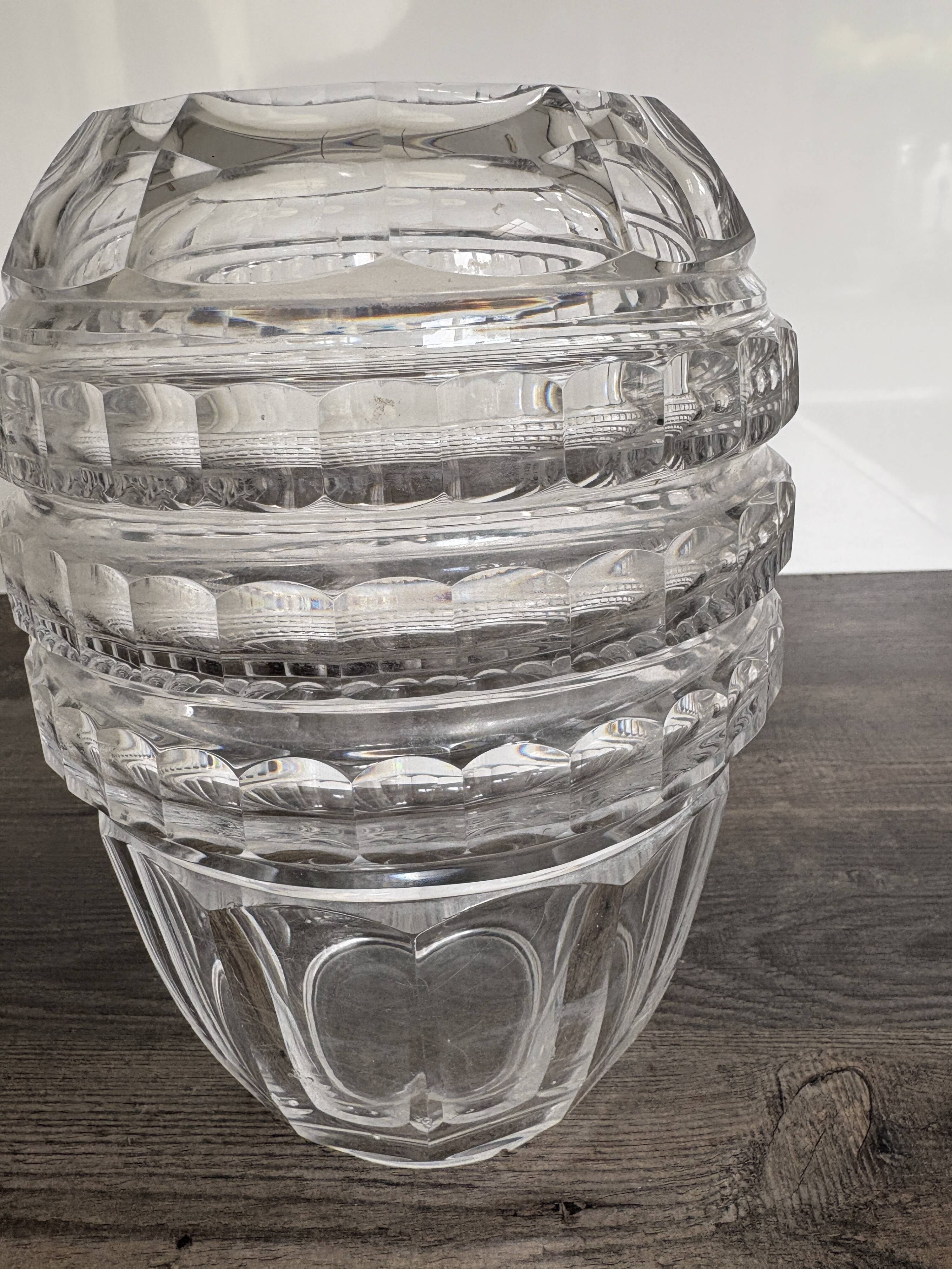 Val Saint Lambert crystal Art Deco cut vase