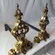 Chenet ancien bronze paire cheminée porte buches