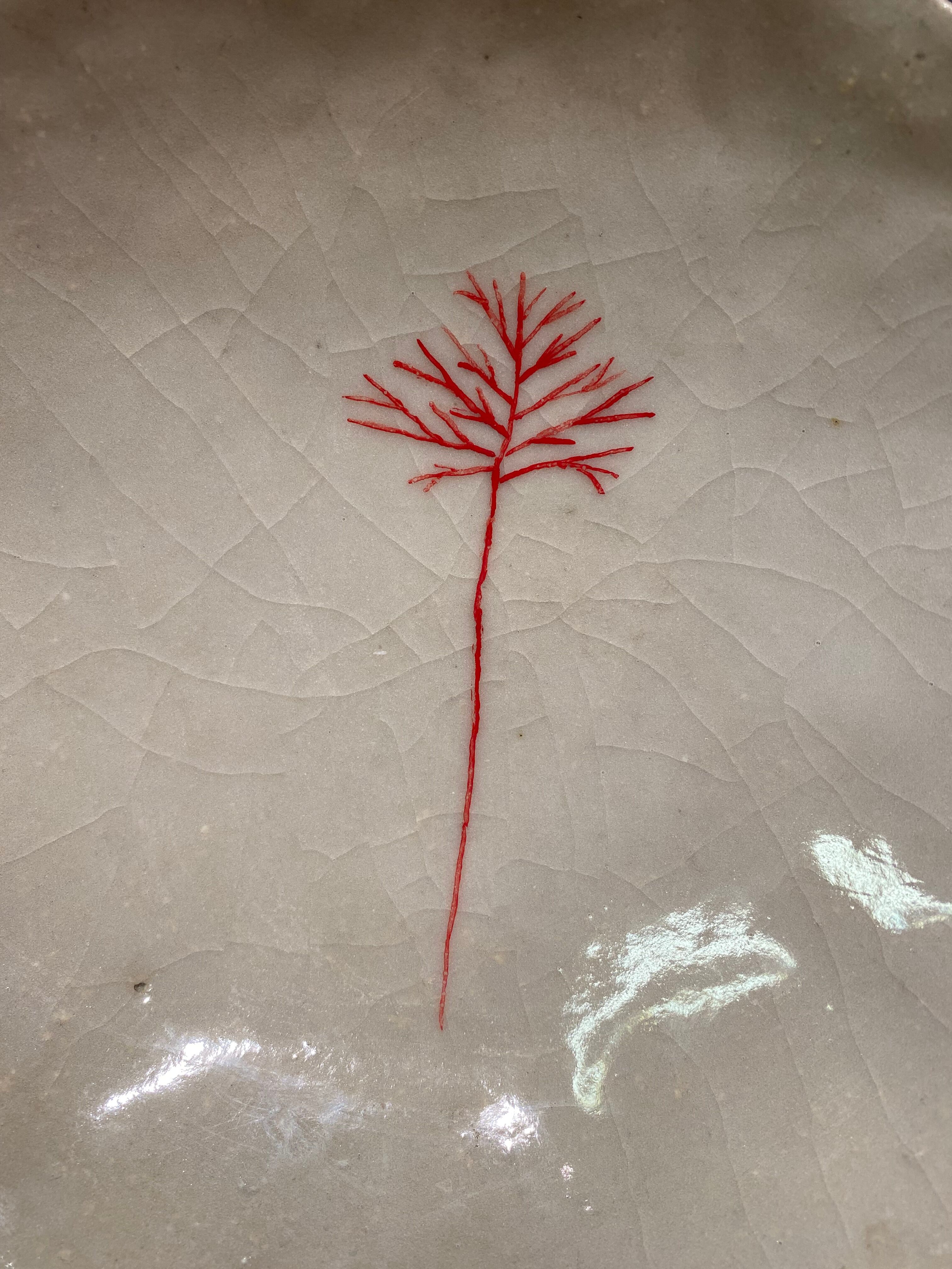 Hollow cut, hollow dish signed in ceramic Raku Japan