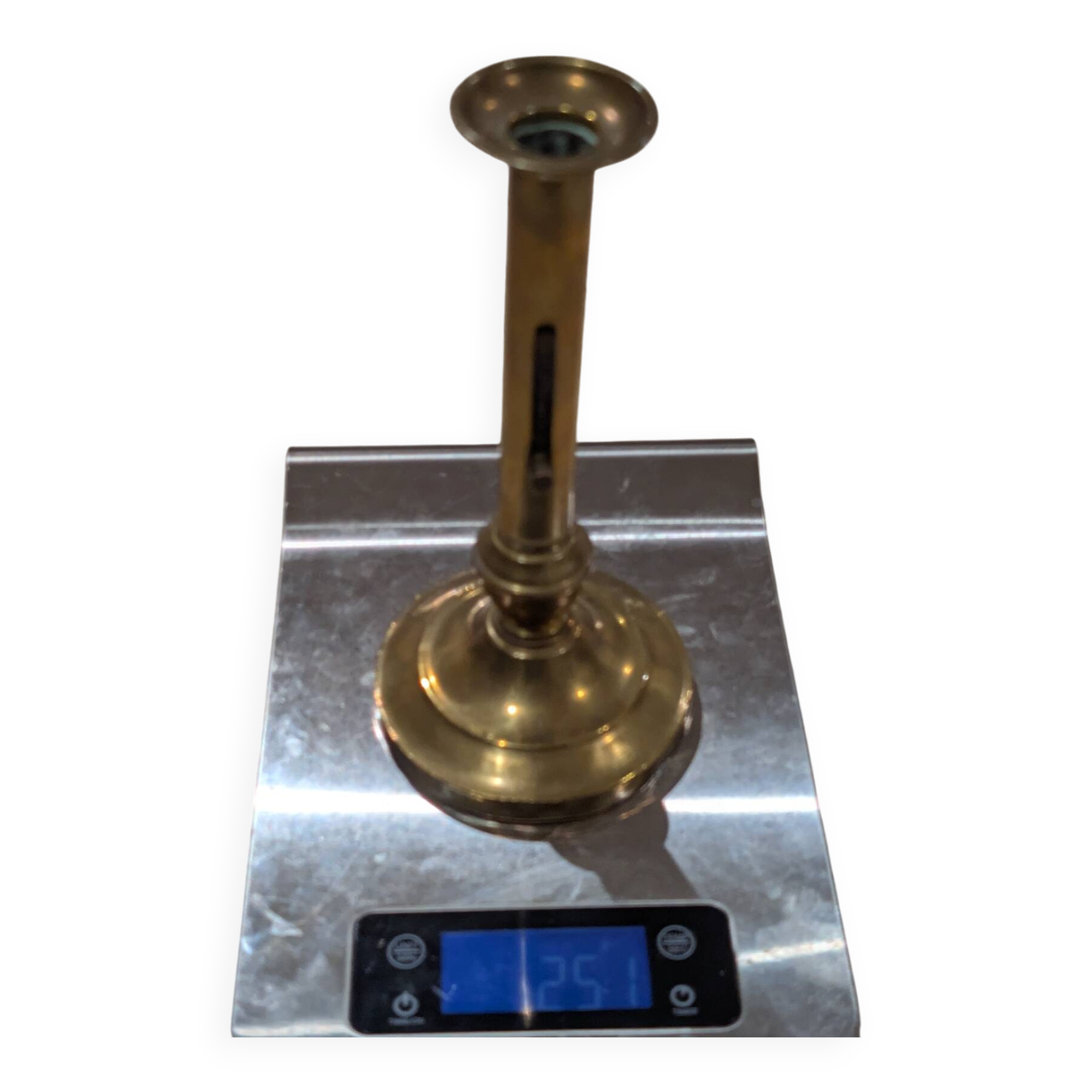 Antique Candle Holder Brass Push Candle 19th Century Vintage Chandelier