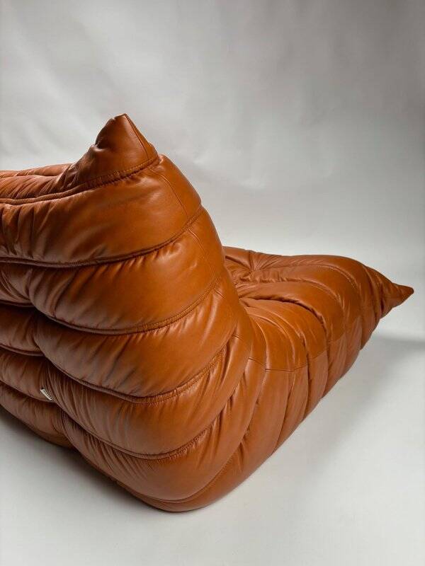 Togo Leather 3-Seaters Sofa attributed to Michel Ducaroy for Ligne Roset, 1992