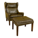Fauteuil en cuir vintage danois à dossier haut années 1960