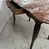 Louis XV mid-table in oak and marble, 18th century.