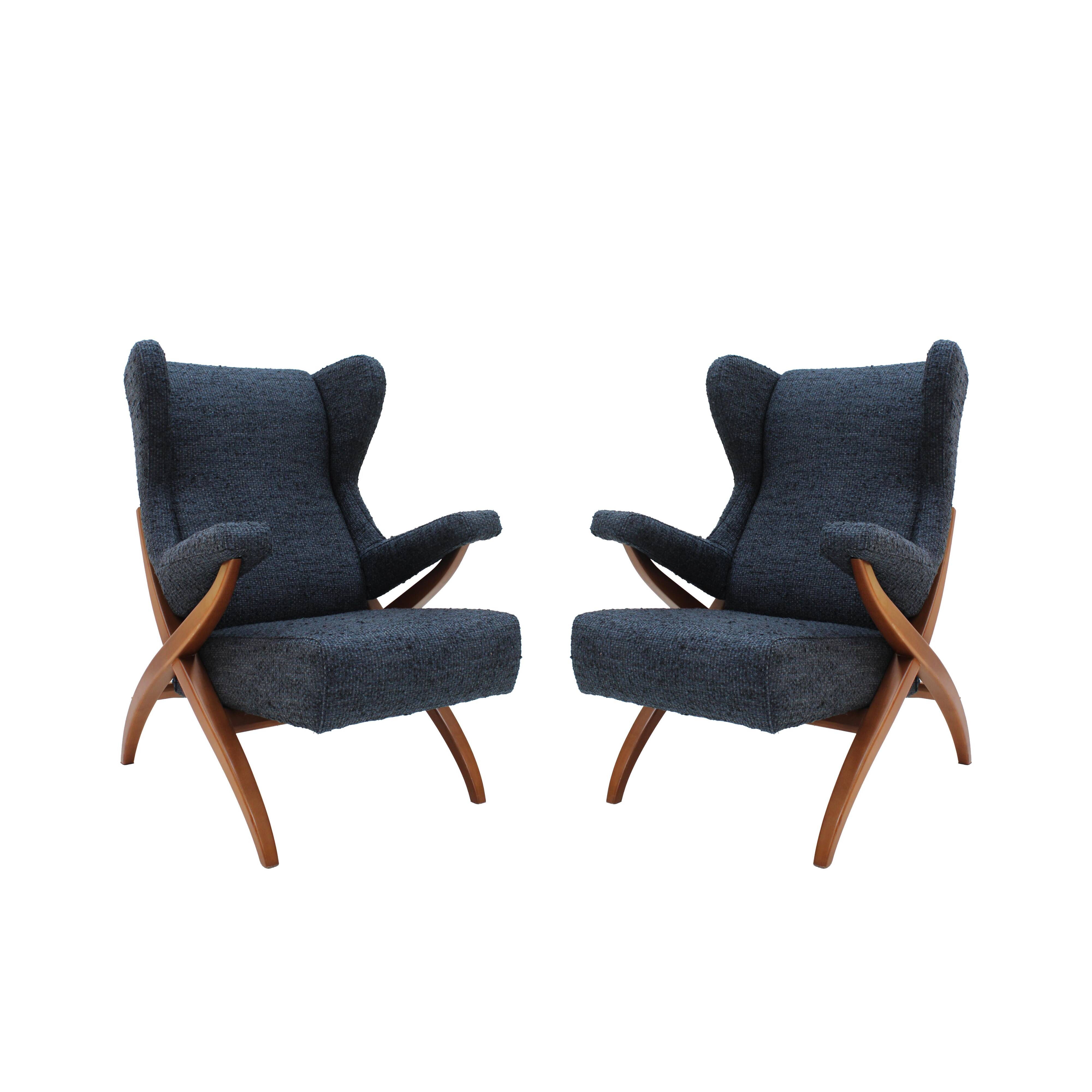 Mid Century Modern Fiorenza Italian Armchairs Designed By Franco Albini, 1950