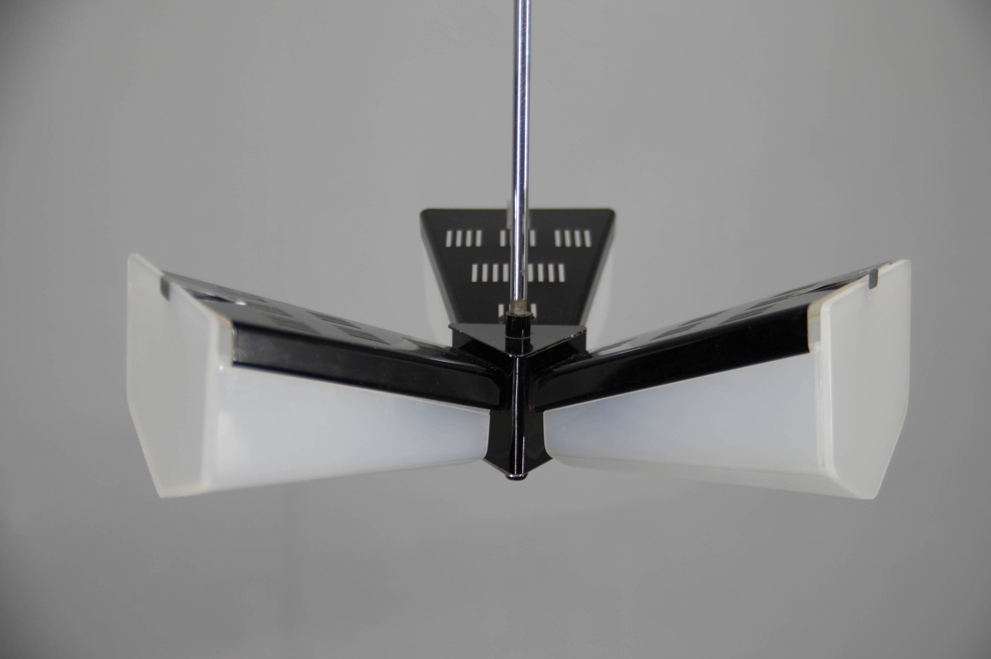 Mid-Century Plastic and Metal Chandelier by Lidokov, Czechoslovakia, 1970s