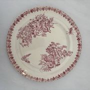 Assiette plate ancienne terre de fer rose Onnaing | Faïence française