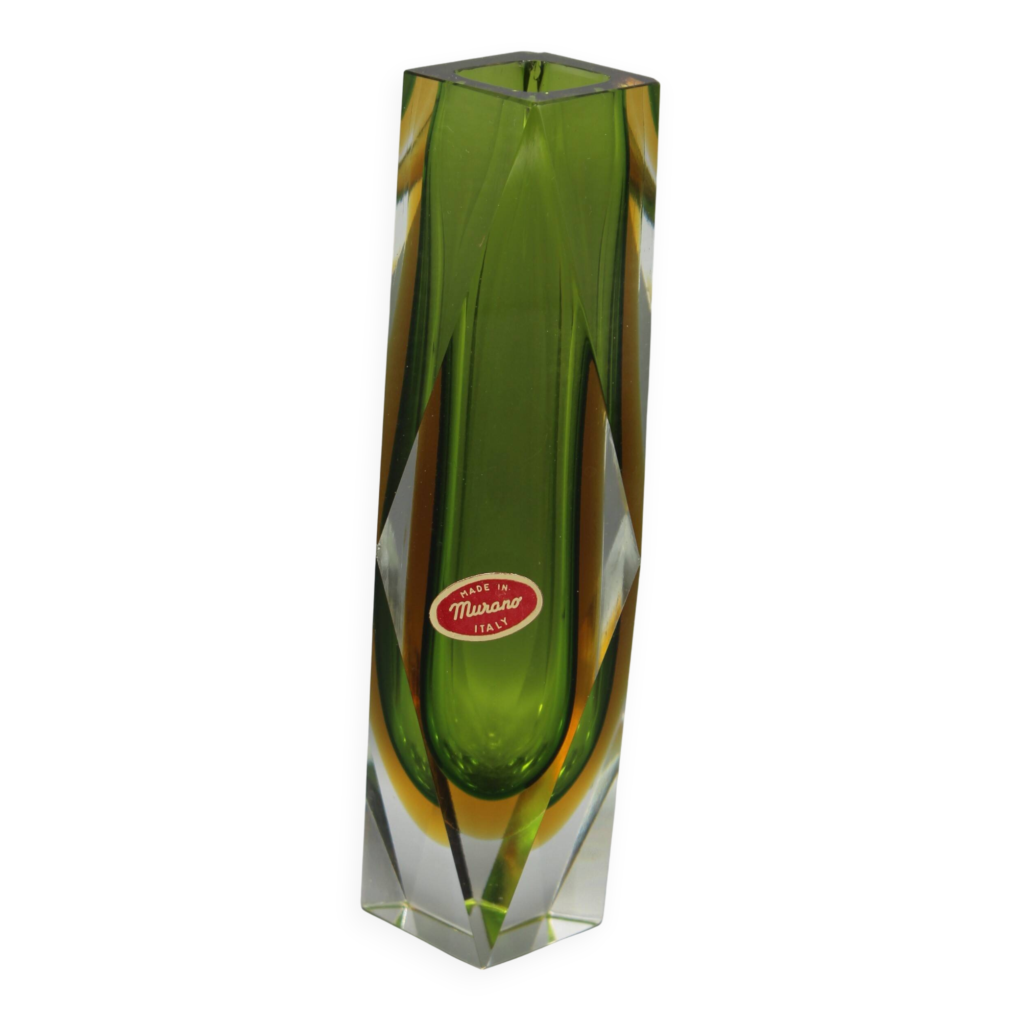 Vintage sommerso vase murano glass flavio polished seguso italy 1970