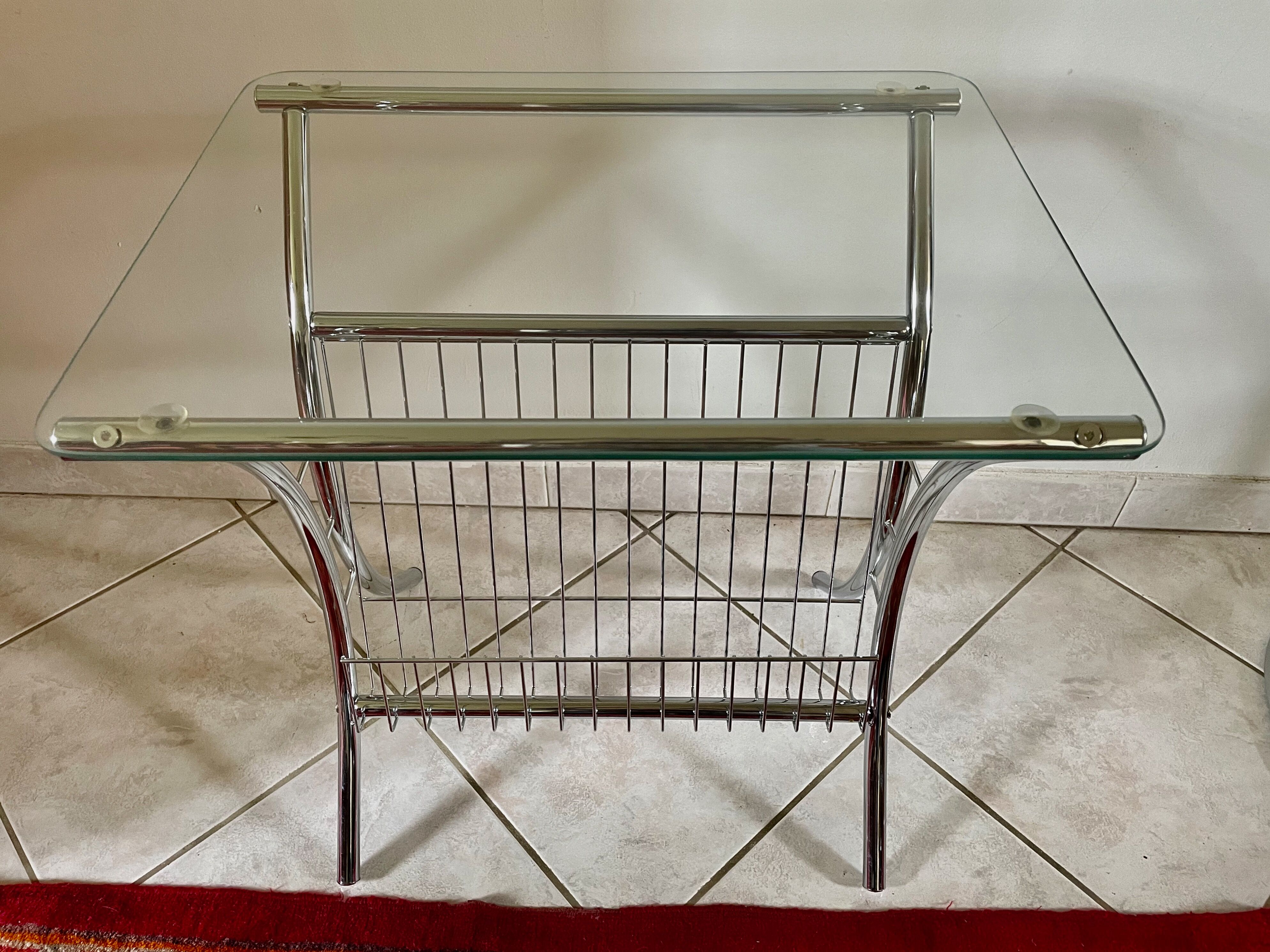 End of sofa magazine holder chrome 1970