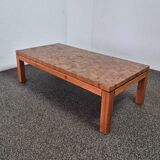 Large wood mosaic coffee table. Netherlands 1960s