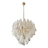 Venetian Transparent “Rondini” Murano Glass Gold Chandelier