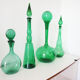 Italian bottle or decanter in green blown glass empoli