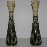 Pair of art deco soliflore vases in slurry