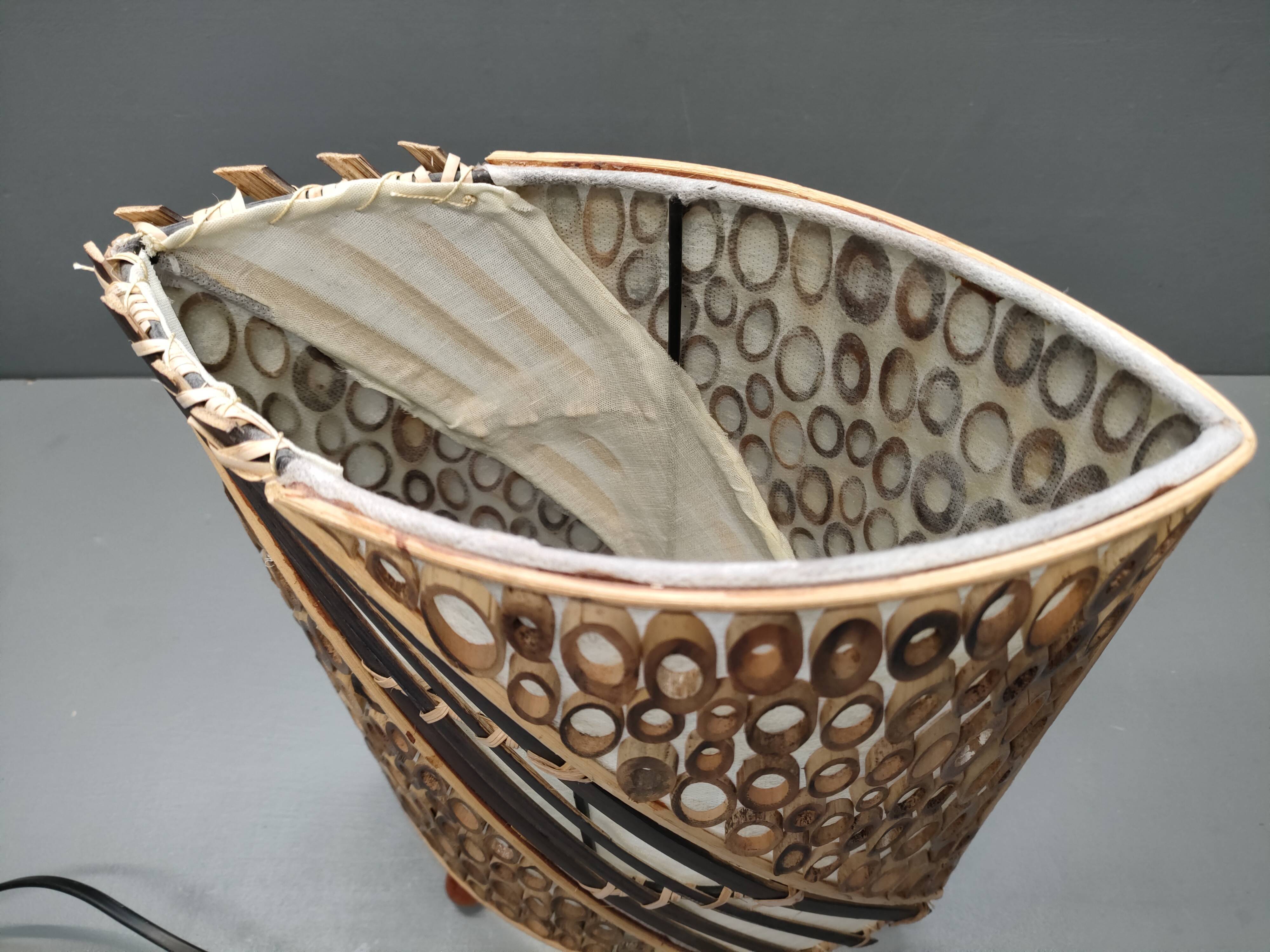 Lamp in rattan wicker and wood late XIXth