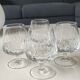 Lot 4 Glasses Cognac/Brandy. Trapezoidal. Drop/diamond point patterns.