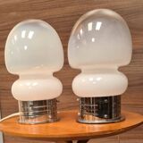 Pair of vintage space age lamps in murano glass 26x14 1960 to 70