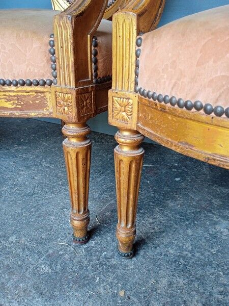 2 fauteuils 4 chaises salon Louis XVI époque XIXeme