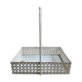 White perforated metal table basket
