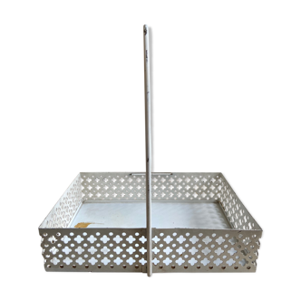 White perforated metal table basket