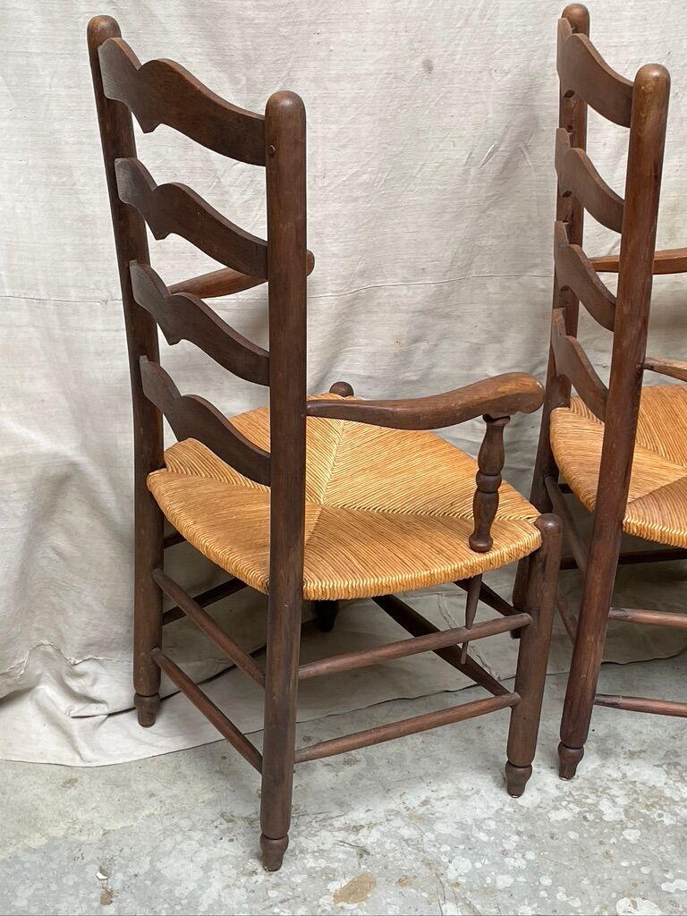 Pair of straw armchairs