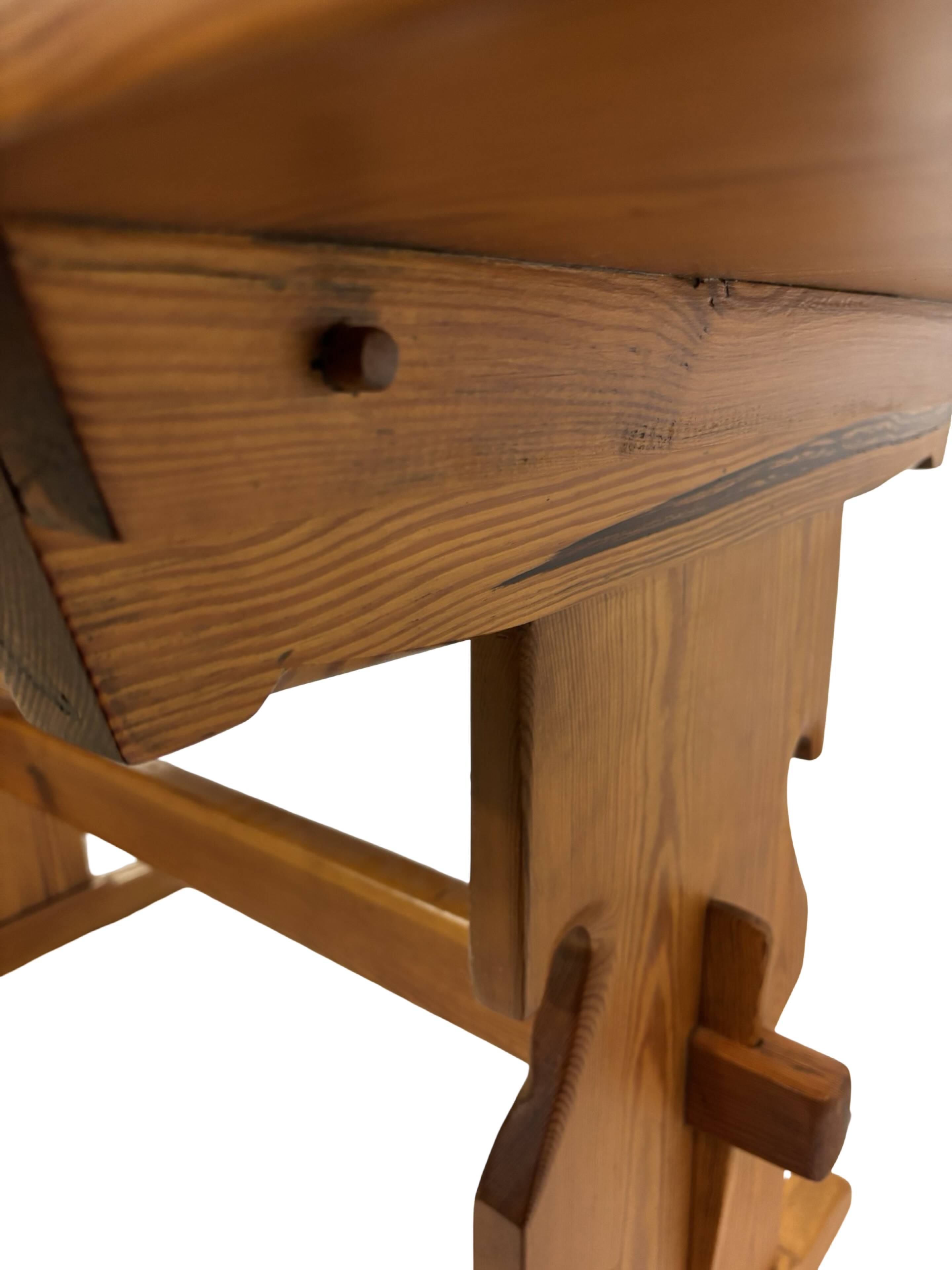 Vintage Pinewood Dining Table Desk with Drawer 60s Design