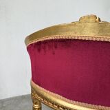 Fauteuil bois doré et velours rouge Louis XVI