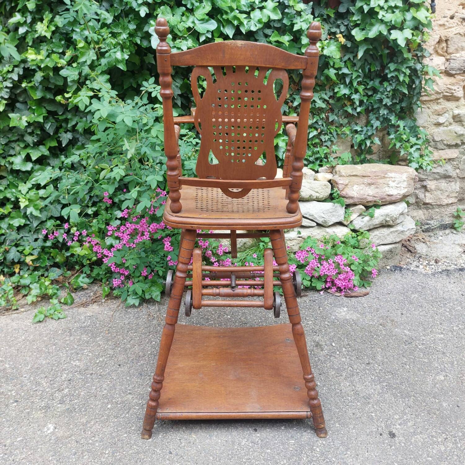 Antique high chair for baby and child