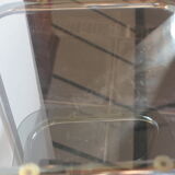 Side table end of sofa vintage chrome and smoked glasses 1970