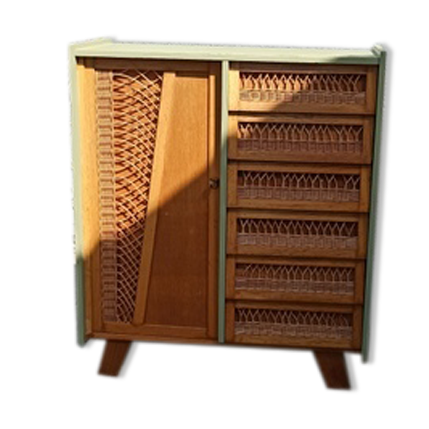 Small vintage rattan cabinet