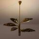 Incredible chandelier with perforated brass leafs by A.  Lelii, Italy 1950s