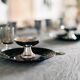 Set of 6 black glass plates "aechmea"