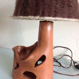Ceramic lamp terracotta and lampshade wool 50/60