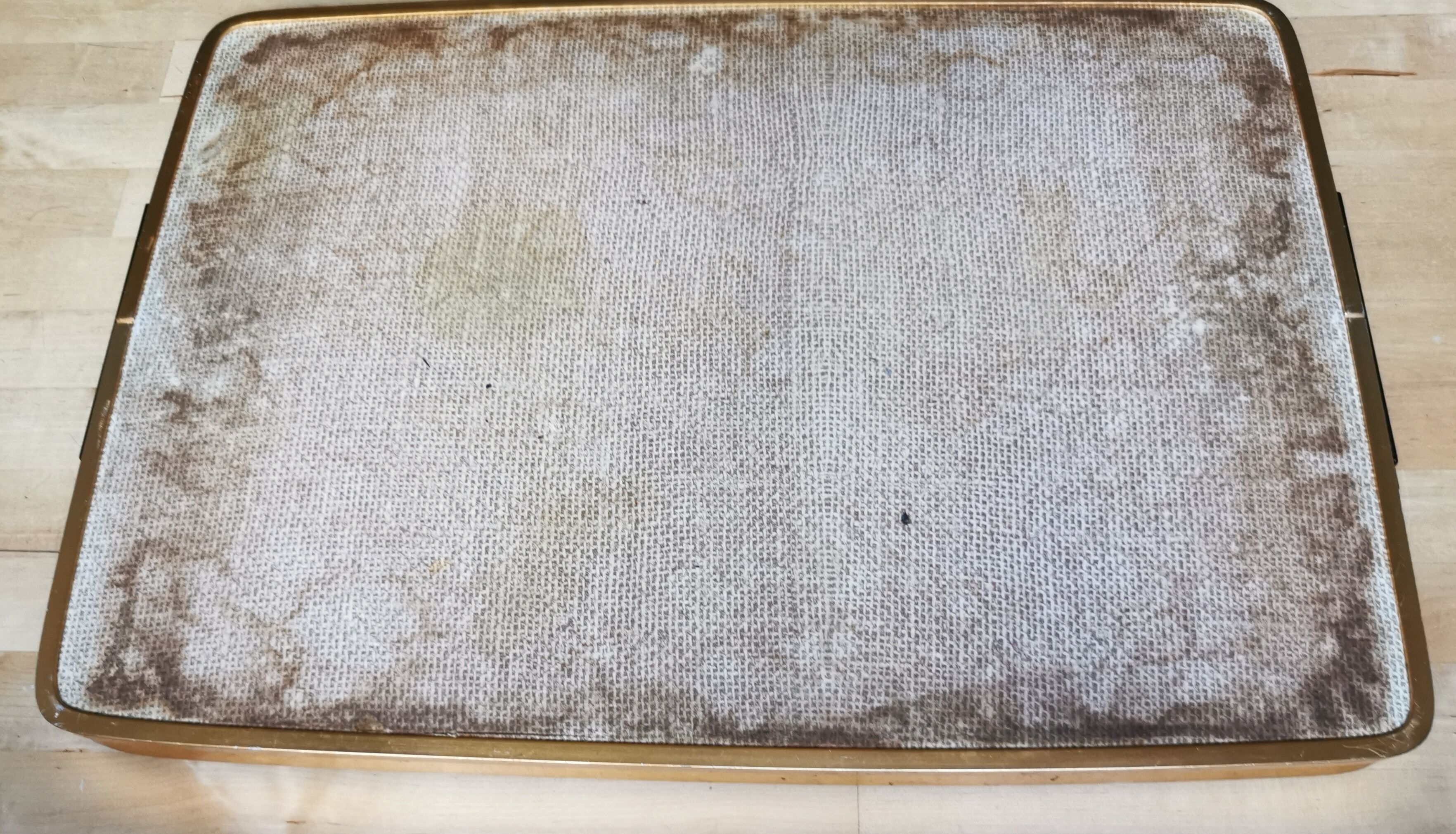 Vintage gold metal flowers tray