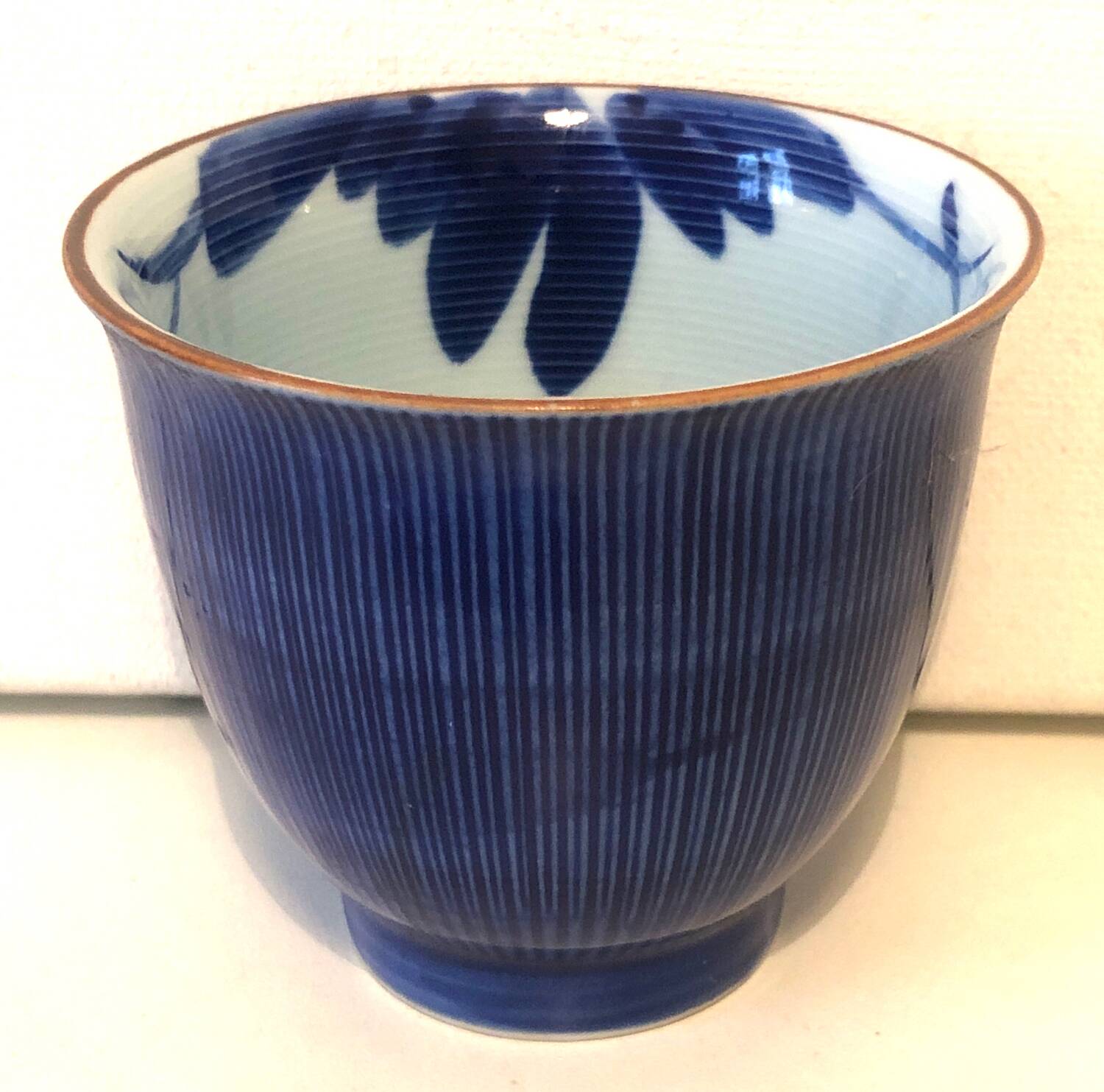 Handmade blue teacup