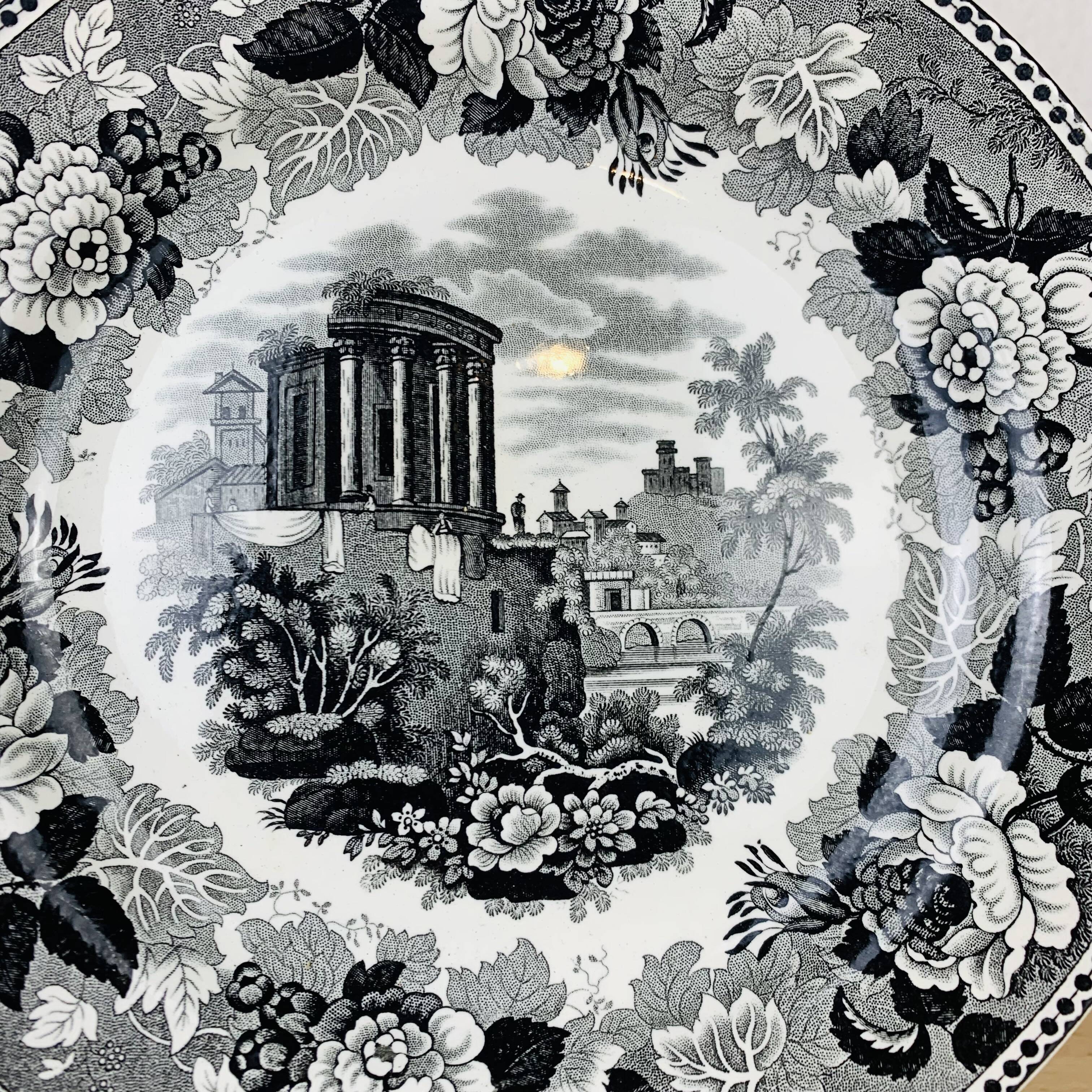 Set of 6 flat plates Wedgwood black English earthenware
