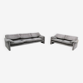 Original Cassina Maralunga set Vico Magistretti 2+3 seater Light grey