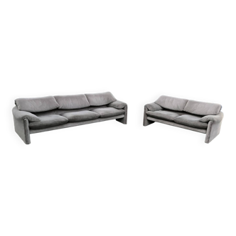 Original Cassina Maralunga set Vico Magistretti 2+3 seater Light gray