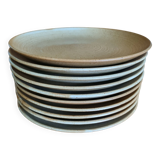 Set of 10 CNP Village Stoneware Dessert Plates