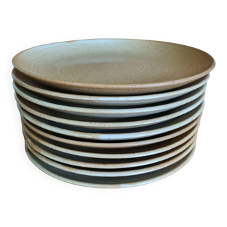 Set of 10 CNP Village Stoneware Dessert Plates