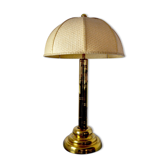 Lampe faux bambou en laiton Regency France 1970