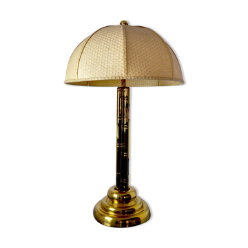 Lampe faux bambou en laiton Regency France 1970