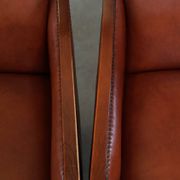 Majestic, luxurious set of 2 cognac-colored cowhide leather Art Deco design armchairs