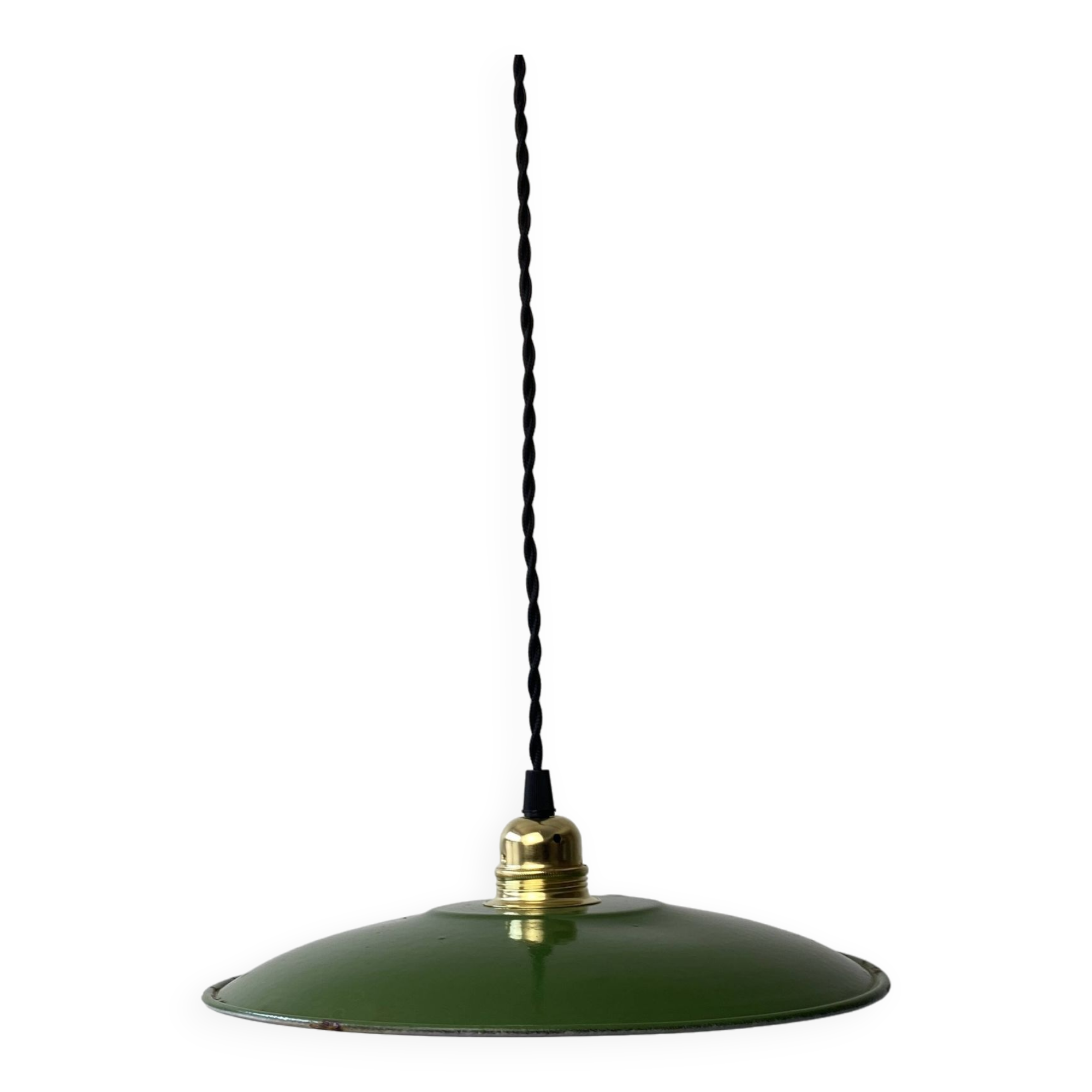 Old large industrial enamelled pendant 29.5 cm